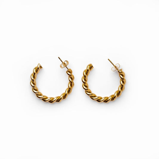 Liora Twisted Hoop Earrings – 18K Gold Plated