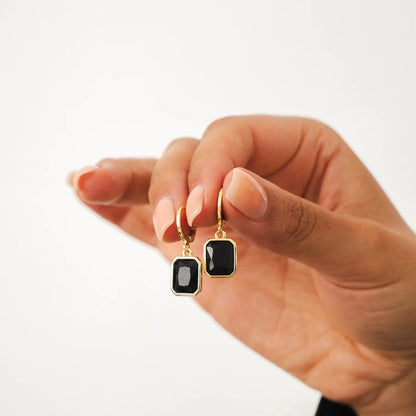 Noir Crystal Mini Hoops – 18K Gold Plated