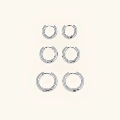 Trio of Hoop Earrings Plated in 18K Gold